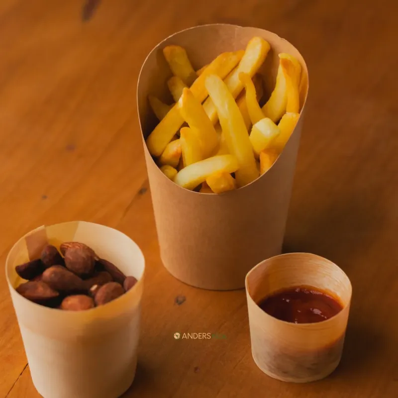 1.000un Copo Papel Kraft Para Fritas e Chips 10,2 x 5,6cm