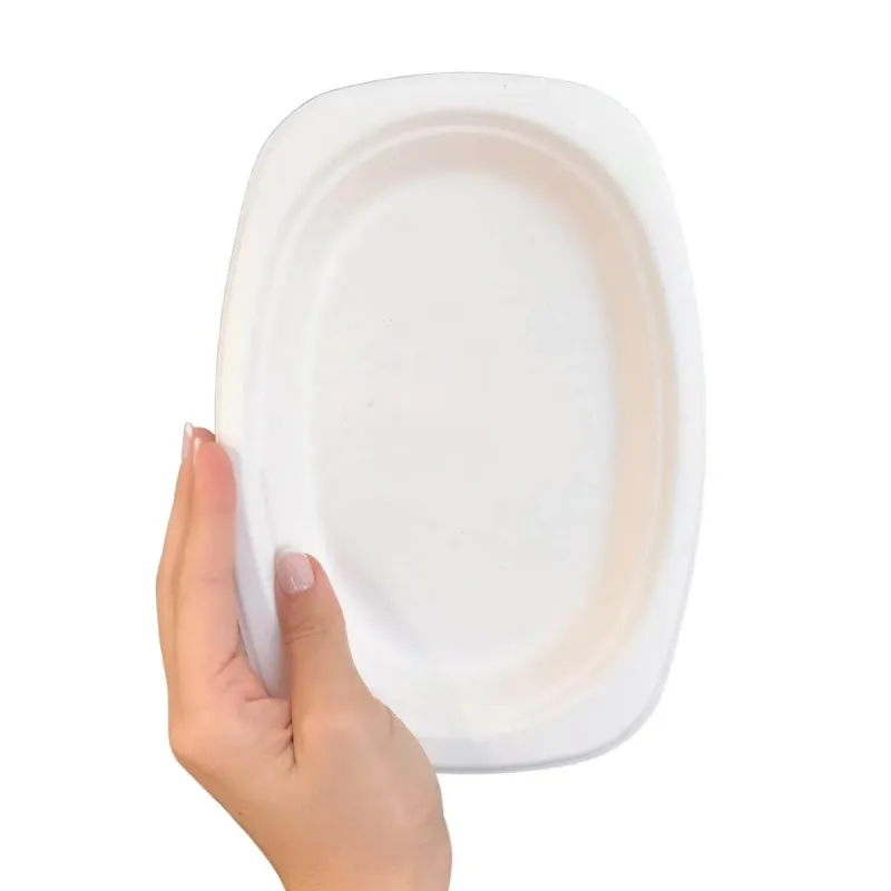 Bandeja Oval Bagaço De Cana 23x16cm Biodegradável - 1.000un