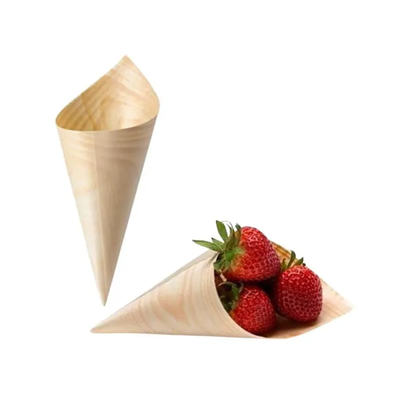 Cone Em Lâmina De Madeira 12,5cm Biodegradável - 2.000un
