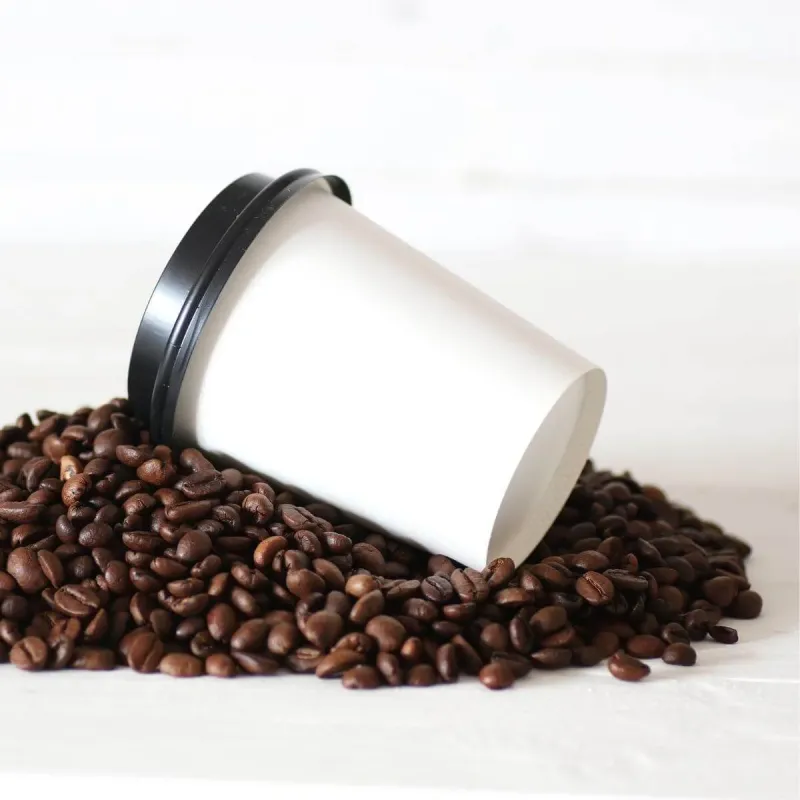 Copo Papel Branco 200ml C/ Tampa Bico Preta - 1.000un