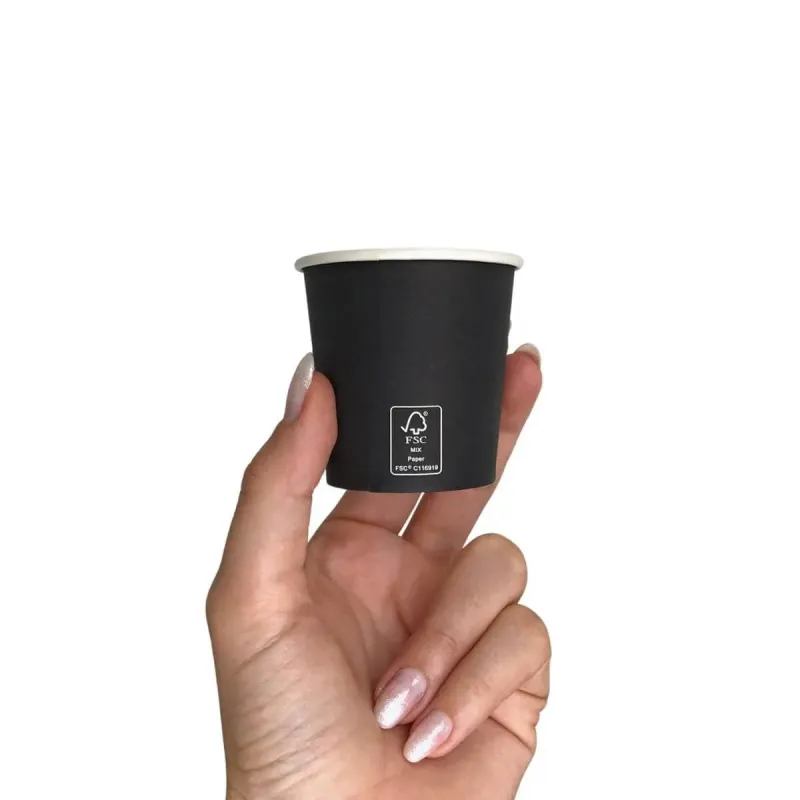 Copo Papel Preto 110ml Biodegradável Térmico - 100un