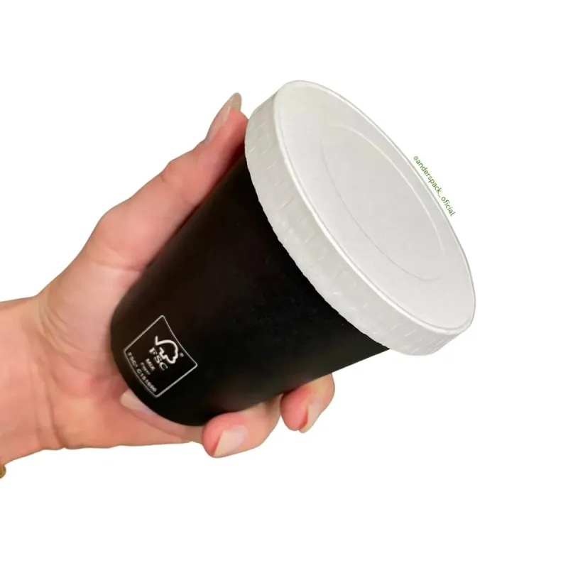 Copo Papel Preto 270ml Bio com Tampa Bico Branca - 1.000un