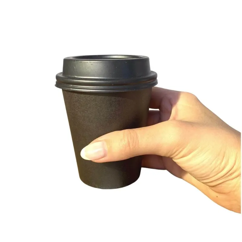 Copo Papel Preto 270ml Bio com Tampa Bico Preta - 1.000un