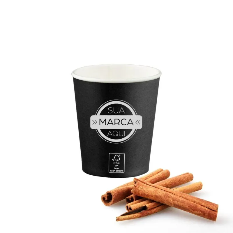 Copo Papel Preto Personalizado 1 Cor 200ml Bio - 3.000un