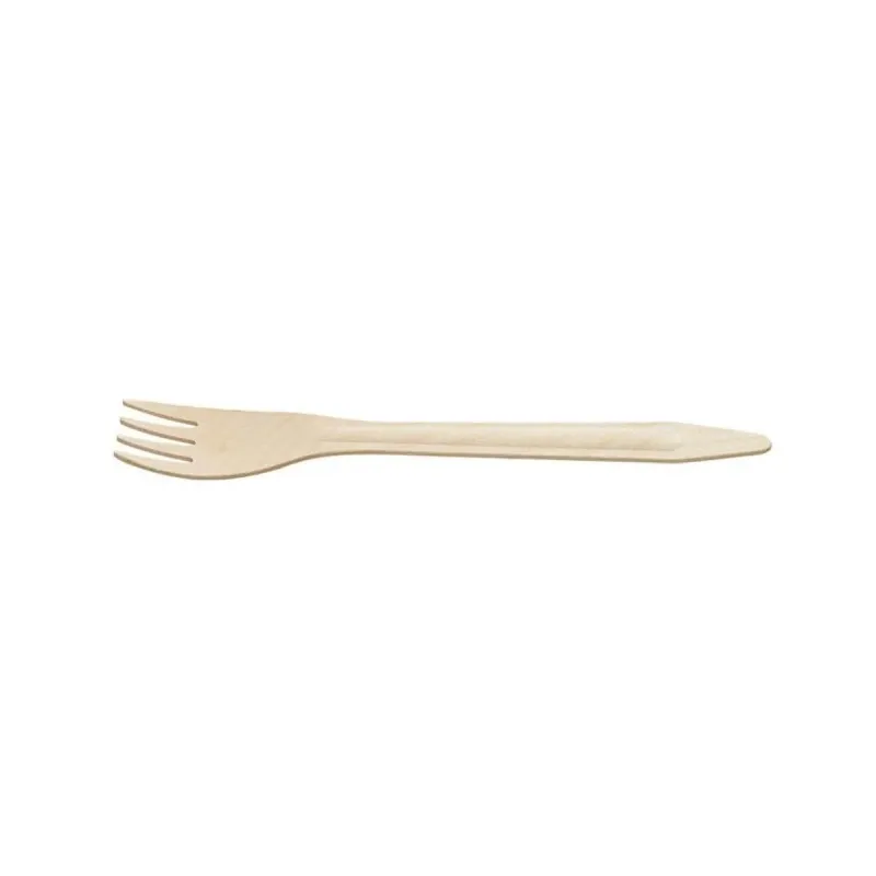 Garfo Madeira Encerada 100% Biodegradável 17cm - Pct 100un