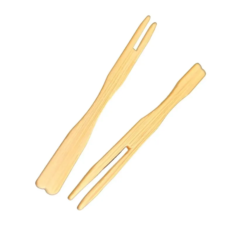 Mini Garfo Coquetel Em Bambu 100% Bio 9cm - 100 unidades