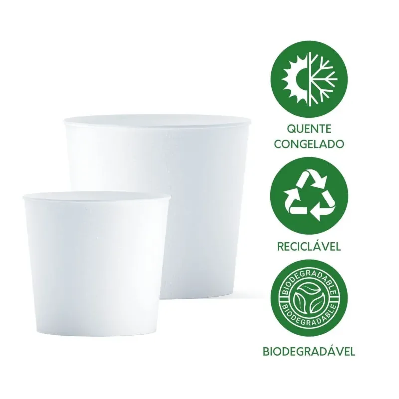Pote Papel Branco 160ml Biodegradável Térmico - 100un