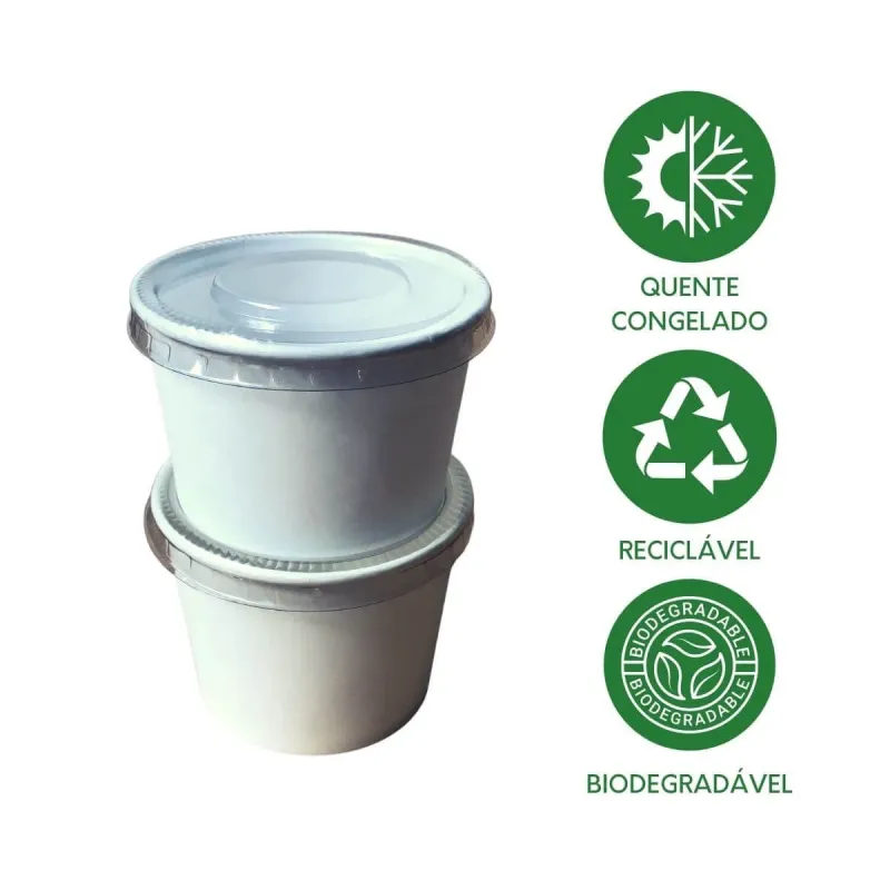 Pote Papel Branco 250ml Bio com Tampa Plana - 600un