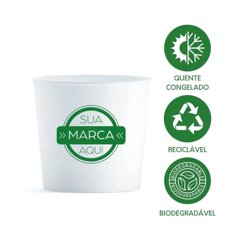 Pote Papel Personalizado Colorido 250ml Bio - 3.000un